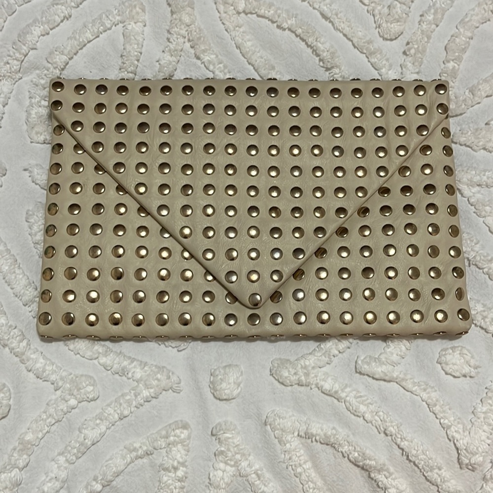 Zara Cream Clutch with Metal Studs - Picture 1 of 11
